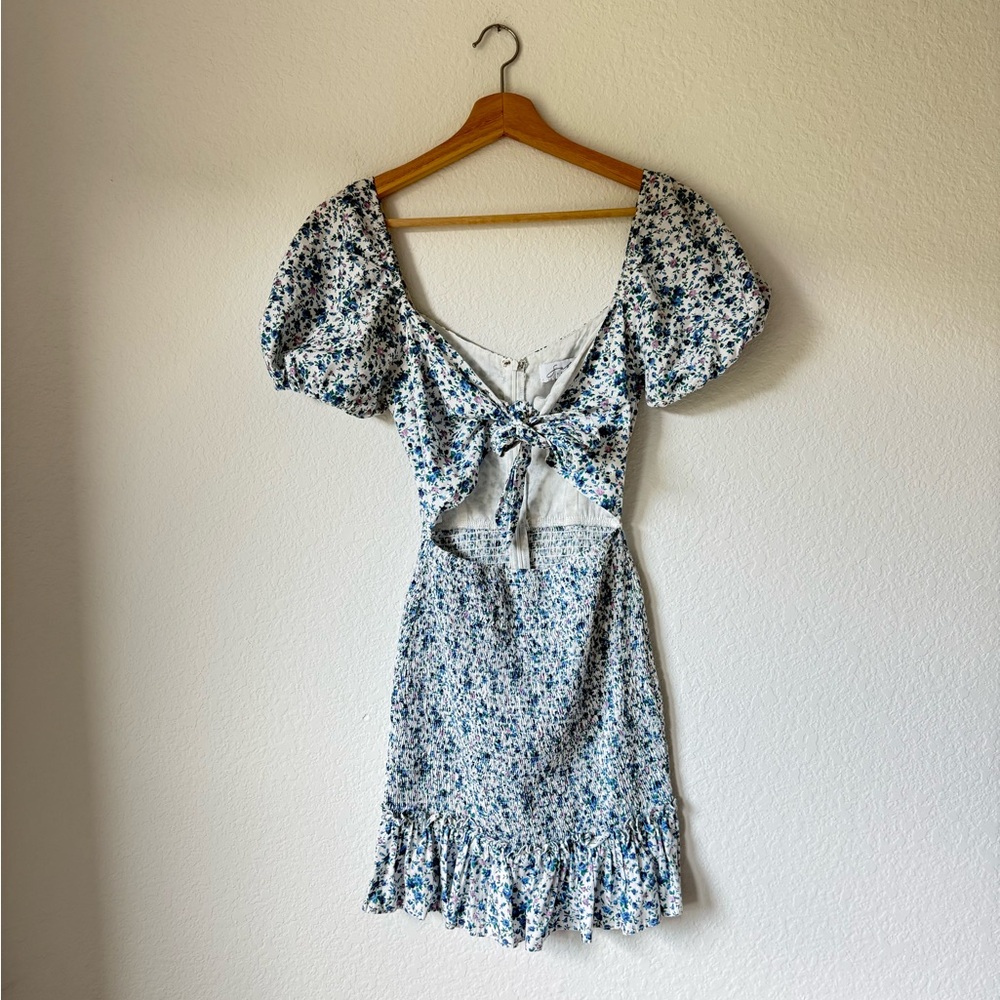 SABO Skirt Adelia Smocked Mini Dress in Blue Floral